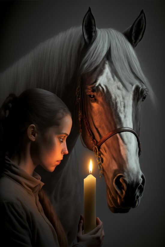 Le cheval et l'homme à la chandelle